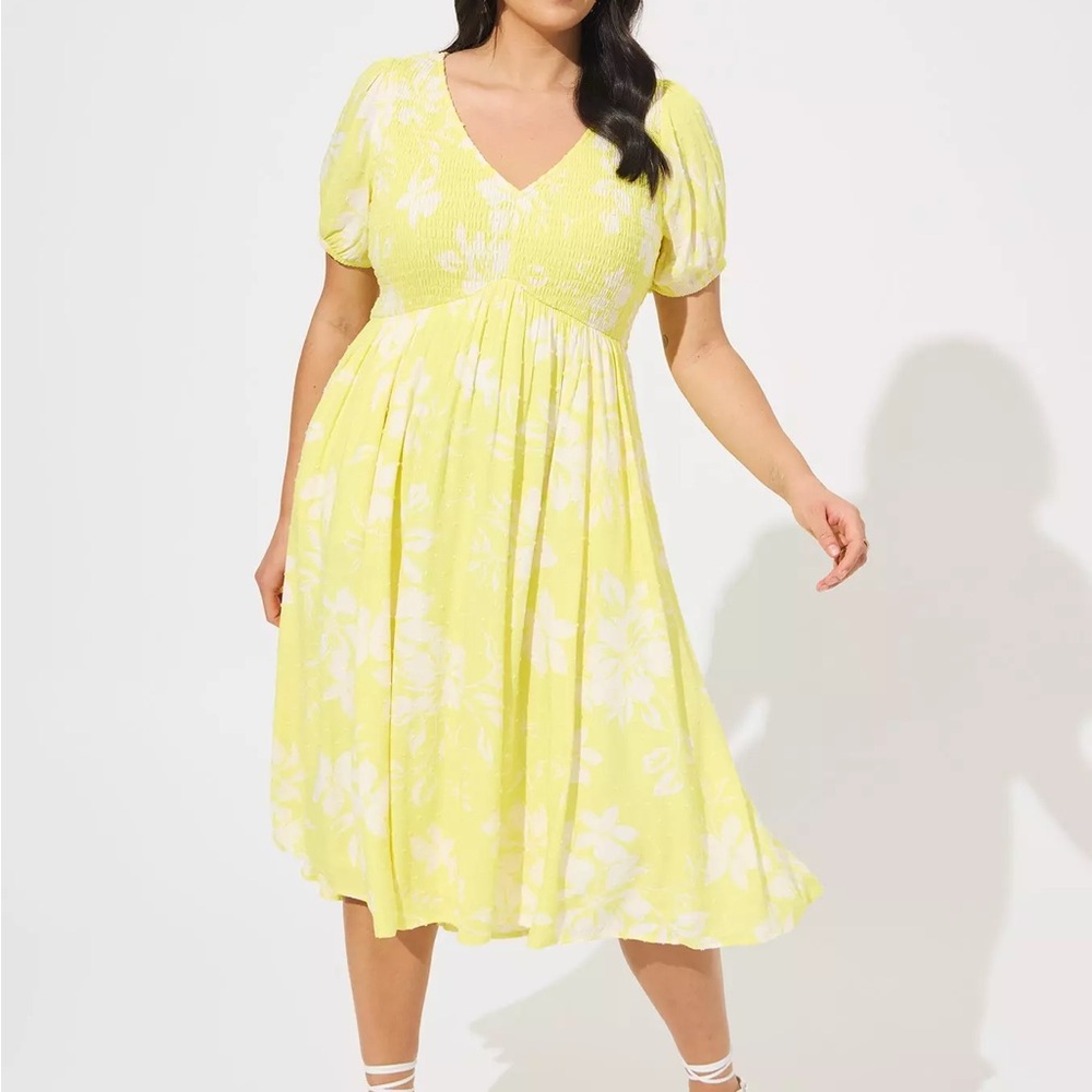 Torrid Sunny Yellow Floral Midi Dress